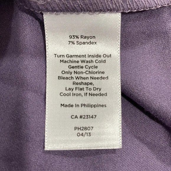 Talbots Petites Faux Wrap 3/4 Sleeve Dress Black Purple P - Picture 15 of 16